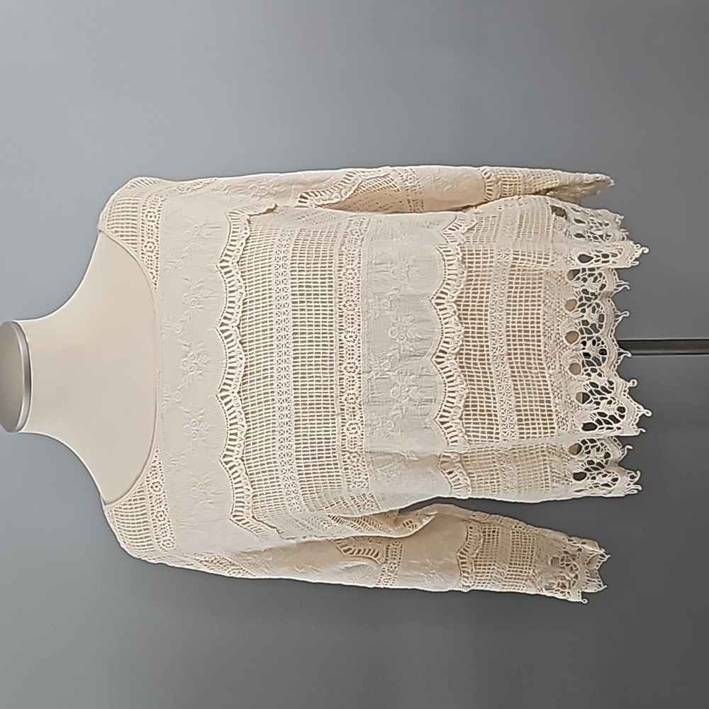 Only  Cream Eyelet Lace Boho Top